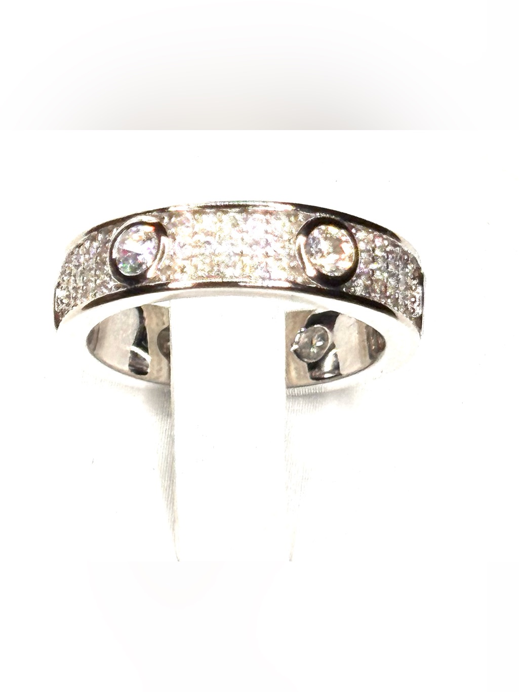 Moissanite Band Ring With Bezel Set Stones Eternity